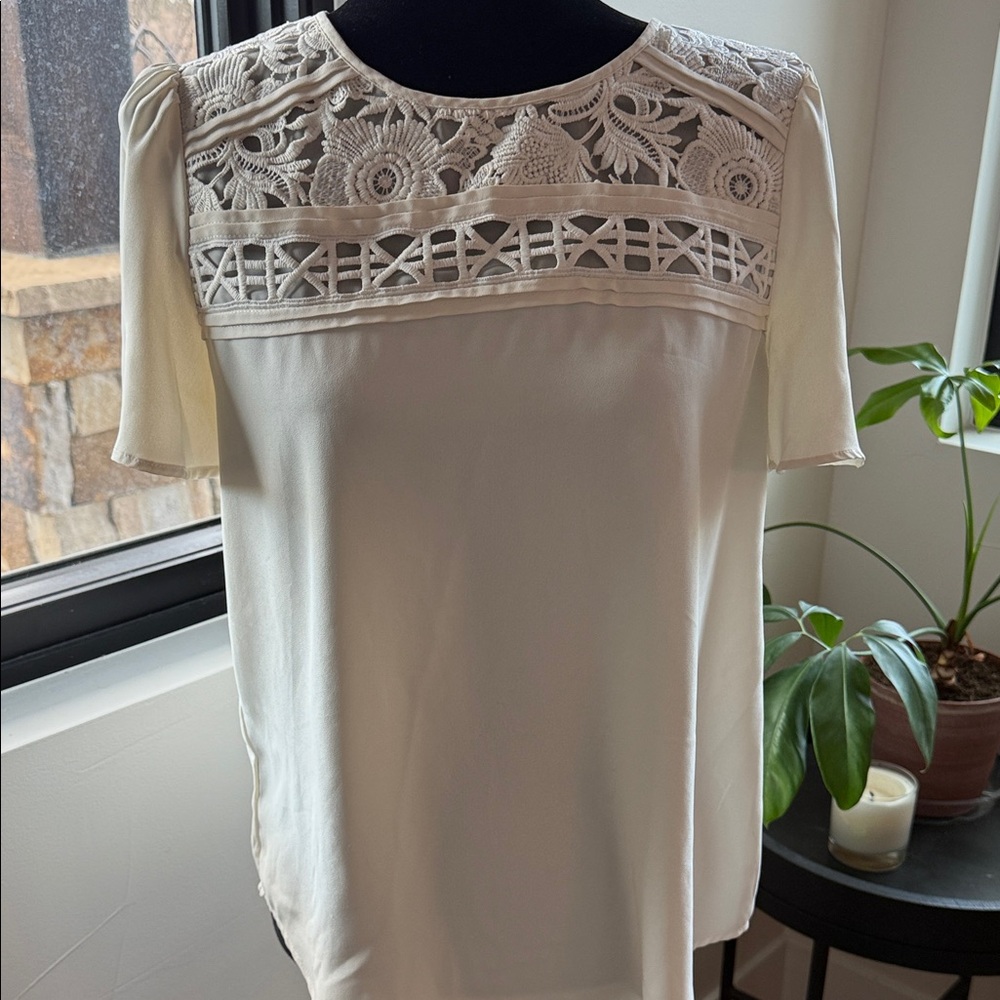 Ann Taylor Cream Lace Blouse